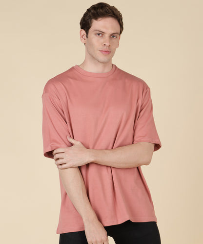 Coral Red Plain Oversized T-shirt for Men