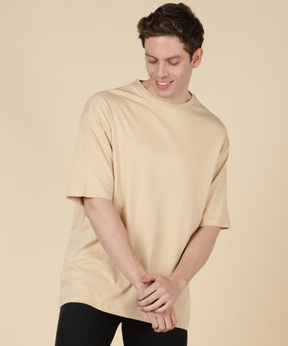 Light Brown Plain Oversized T-shirt for Men