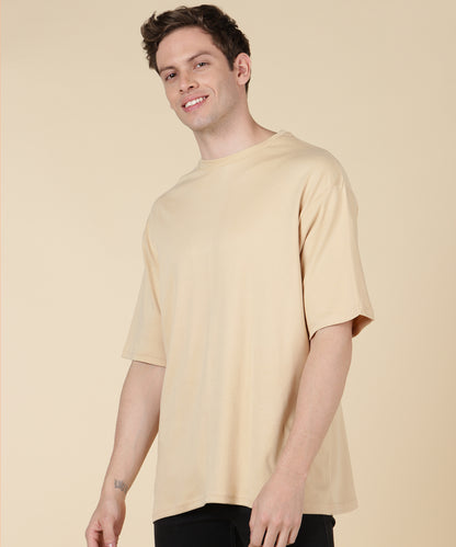 Light Brown Plain Oversized T-shirt for Men