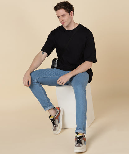 Black Plain Oversized T-shirt for Men