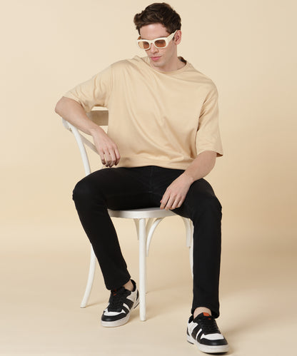 Light Brown Plain Oversized T-shirt for Men