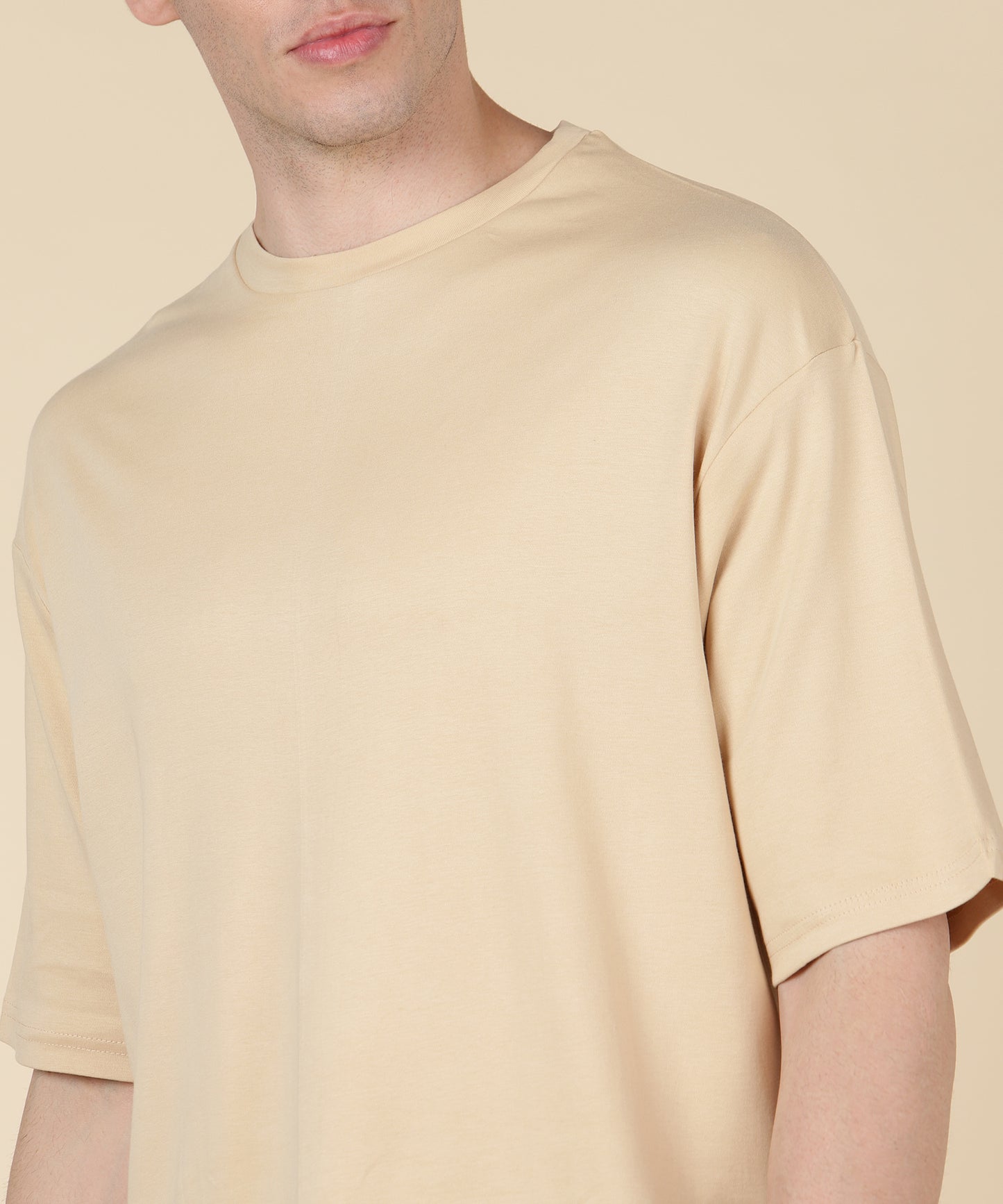 Light Brown Plain Oversized T-shirt for Men