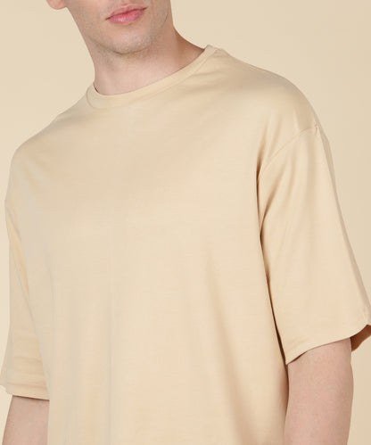 Light Brown Plain Oversized T-shirt for Men