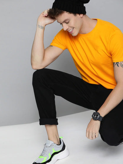 Mustard Yellow Plain Regular T-shirt