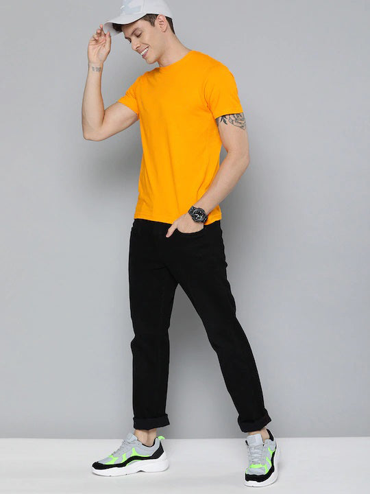 Mustard Yellow Plain Regular T-shirt