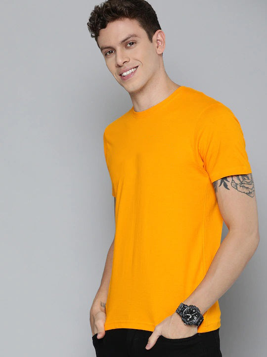 Mustard Yellow Plain Regular T-shirt