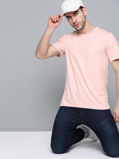 Light Pink Plain Regular T-shirt