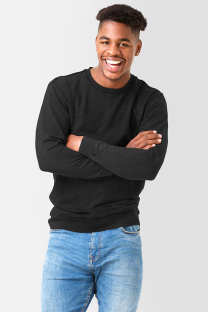 Full sleeve solid men Black sweat shirt