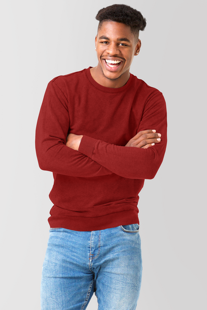 Full sleeve solid men Maroon sweatshirt