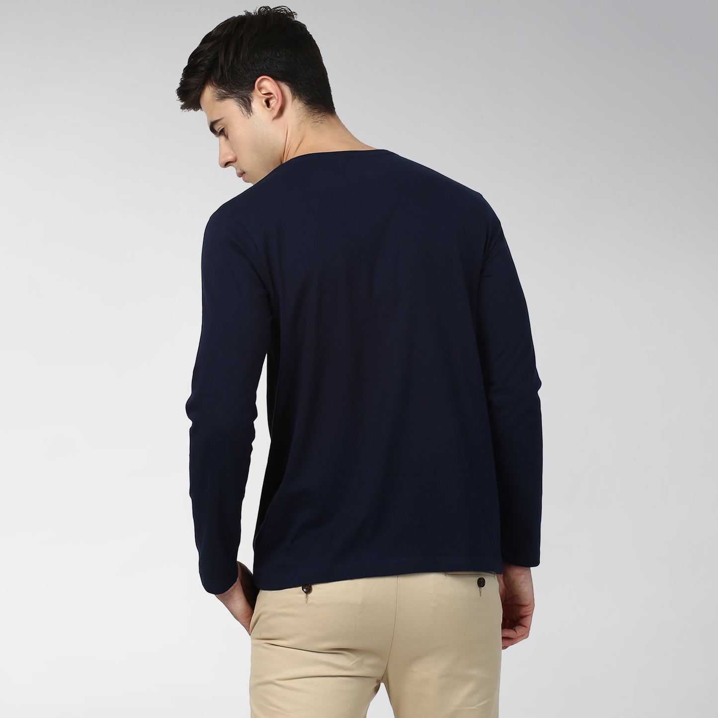 Plain Navy Blue Full Sleeves T-shirt