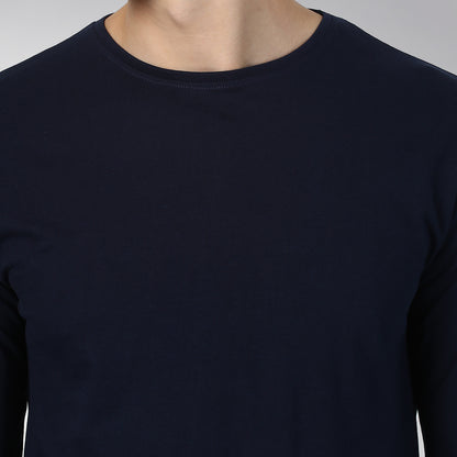 Plain Navy Blue Full Sleeves T-shirt